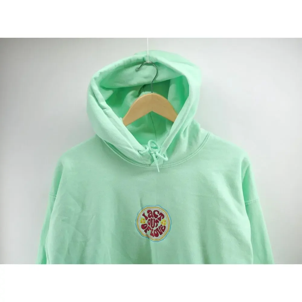 Custom Embroidery Hoodie L Love Embroidered Front and Back Custom Large Lime